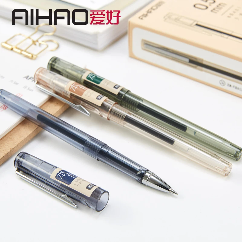 AIHAO брендовая нейтральная ручка черного и серого цвета деловая авторучка 12 шт.