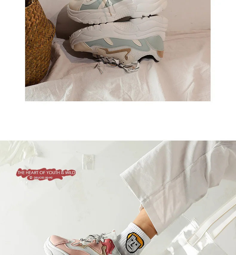 Zapatos de mujer; Повседневная Белая обувь; женские модные брендовые кроссовки; chaussure; сезон осень; женская обувь на платформе; обувь в стиле пэчворк