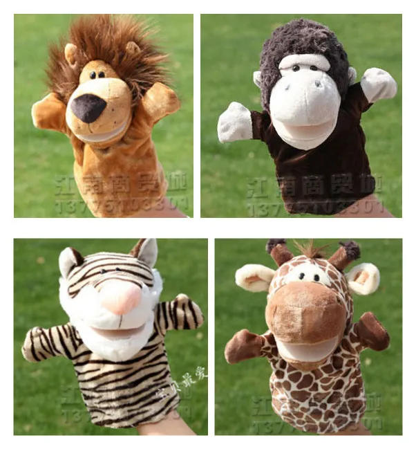 

Story toy 1pc 25cm forest tiger lion giraffe orangutans hand puppets plush sleeping pacify educational baby infant gift