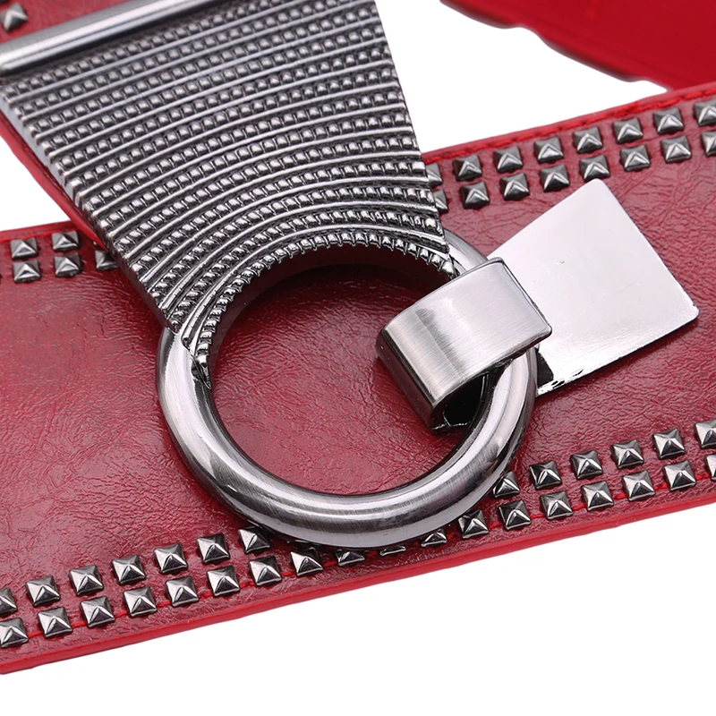 

Fashion Punk Rocker Wide Belts For Women Elastic Wide European Style Women Belts Metal Round Buckle Blet Hip Pop