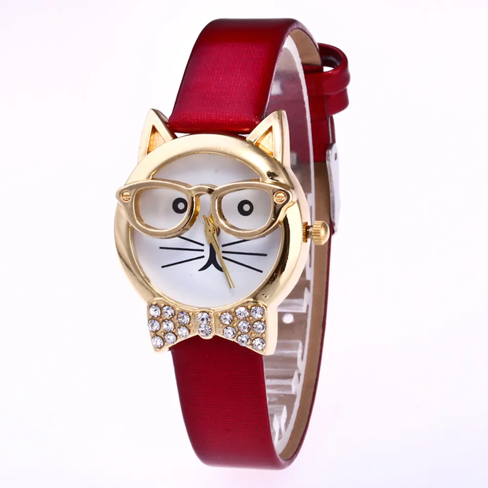 Низкая цена! Кожаные кварцевые наручные часы женские Мультяшные детские