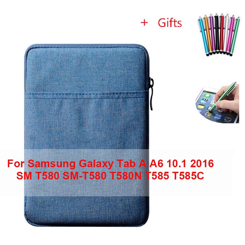 For Samsung T580 Чехол для планшета с рукавом для Samsung Galaxy Tab A A6 10,1 S 10,5 SM T580 SM-T580 T585C SM T800 T805 чехол из закаленного стекла+ ручка - Цвет: For Samsung T580