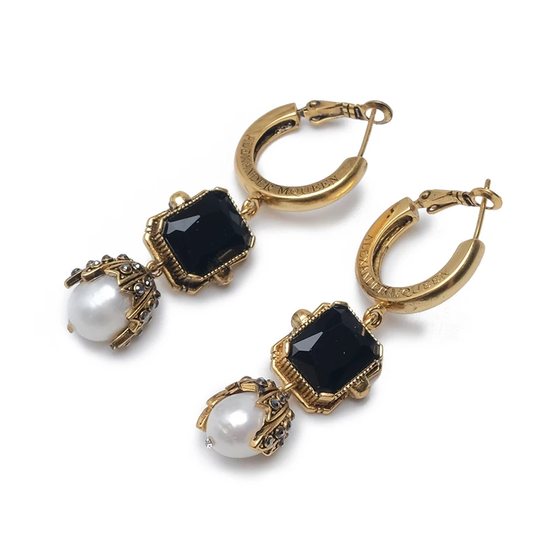 Golden black crystal Модные Винтажные серьги-капли - Окраска металла: Golden black crystal