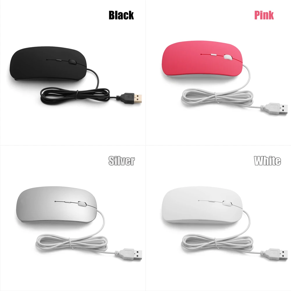 Ультратонкая проводная USB мышь 1600 DPI с беззвучной кнопкой для ноутбука ПК MacBook Air