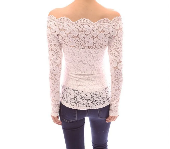 S-XL Женская кружевная блузка без бретелек с цветочным рисунком сексуальная