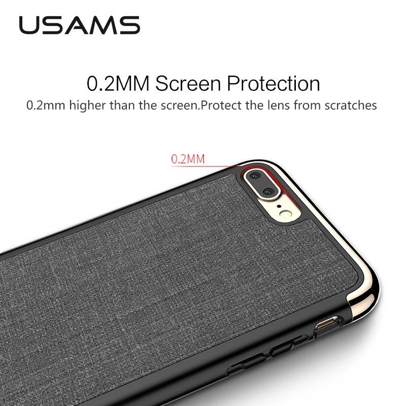 For iphone 7 &amp Plus Cover Case USAMS Elegant Series Plating PC+PU Three-splicing anti-knock Back for iphone7 cover |