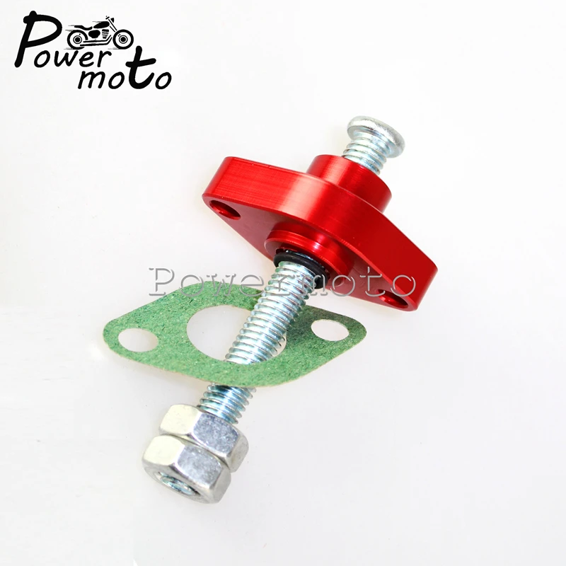 Красный CNC алюминиевый ручной натяжитель цепи для Yamaha FZ6 FZ1 YZF TTR WR KAWASAKI KLF KLT KLX