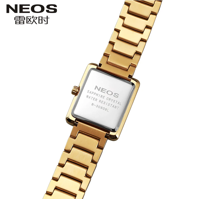 NEOS ультратонкие женские водонепроницаемые Модные прямоугольные кварцевые часы