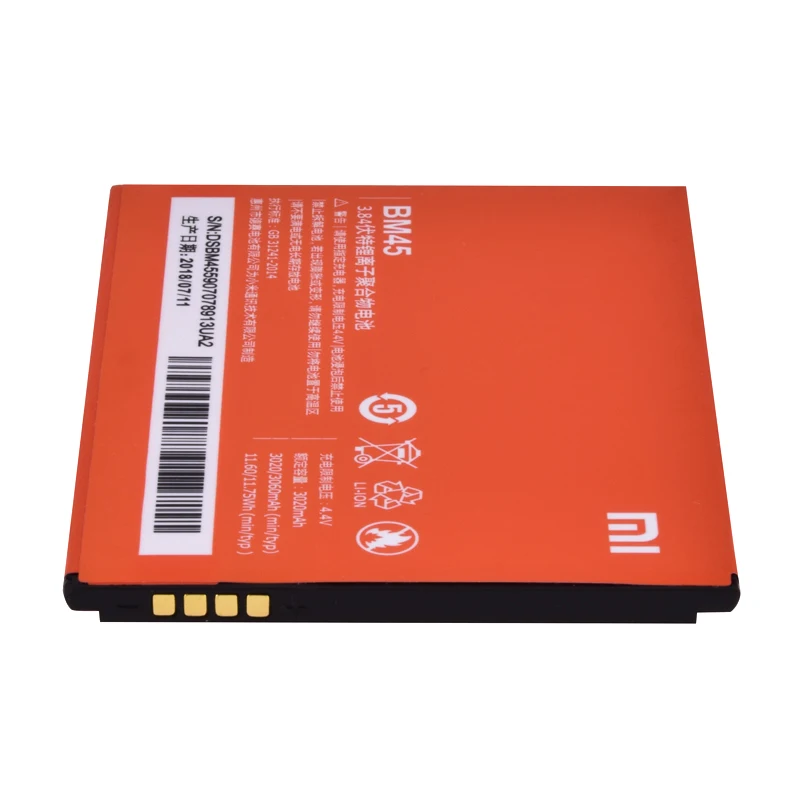 Оригинальный аккумулятор для телефона Xiaomi BM45 Redmi Note 2 Hongmi Red Rice Note2 3020 мАч запасные