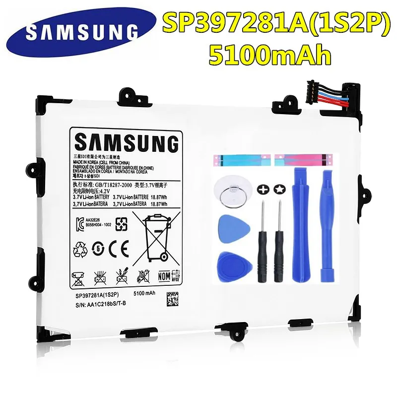 Samsung Оригинал 5100 mAh Батарея для samsung Galaxy Tab 7 P6800 P6810 GT SP397281A (1S2P) с бесплатной