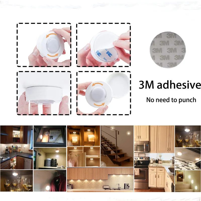 HKZZI LED Ball Light Wireless Dimmable Touch Sensor Cabinet Hockey Lamp Wardrobe Stairs Corridor Night With Controller | Лампы и