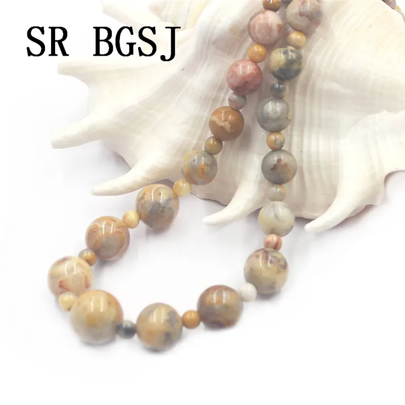 Free Shipping 4-12mm Crazy Lace Agat Onyx Graduated Natural Gems Genuine Stone Beads Adjustable Chokers Necklace 18&quot | Украшения и