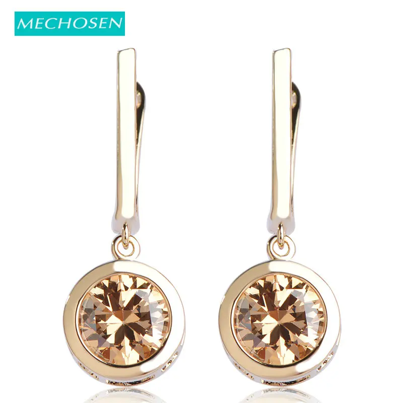 

MECHOSEN Fashion Zircon Copper Earrings for Women Gold Color Wedding Jewelry Penditentes Brinco oorbellen Piercing Girls Bijoux