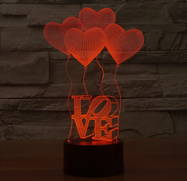 

Love Heart Balloons Sensor LED Night Light Children 3D Luminaria Lamp Romantic Atmosphere Bedroom Nightlight Holiday Decoration
