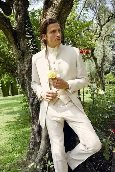 

Новейший дизайн пальто и брюки, итальянский мужской костюм цвета слоновой кости, официальный приталенный свадебный смокинг, блейзер для же...