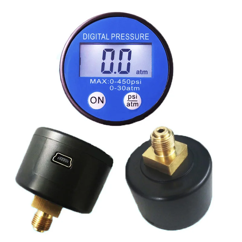 40mm LCD Digital Pressure Gauge 450psi/30atm Mini 3V Battery Supply Manometer With RS232 USB