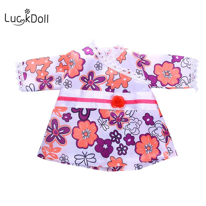 Платье LUCKDOLL с принтом Lacedge для куклы 43 см или 18-дюймовых кукол аксессуары | Игрушки