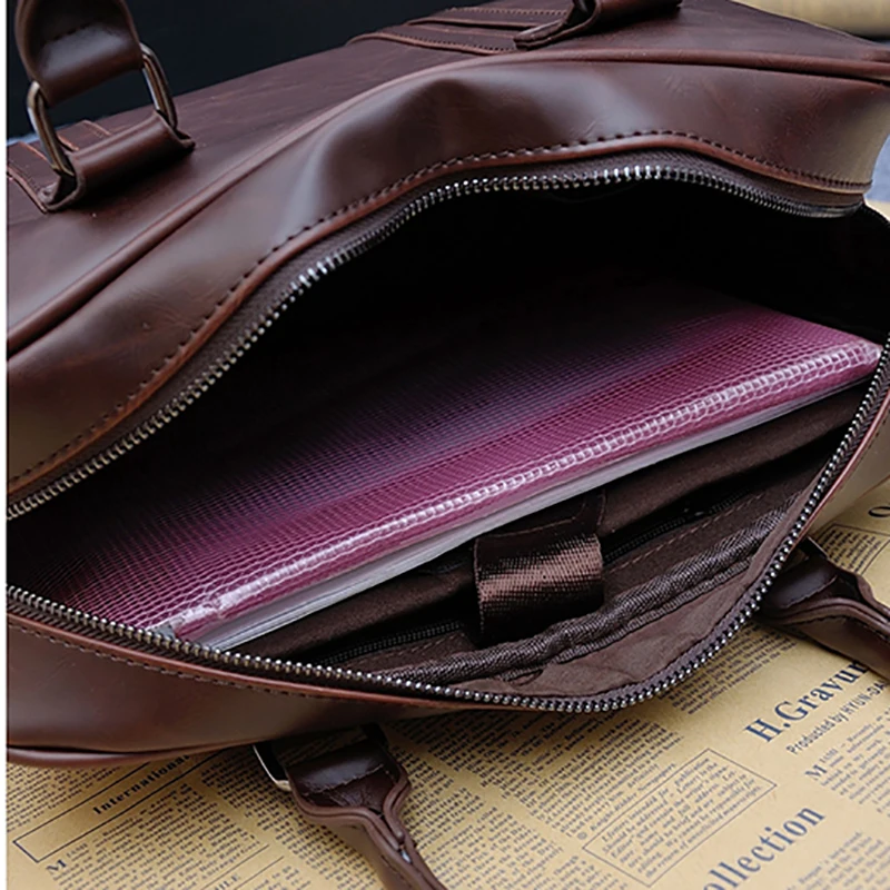 

New Vintage Men Handbag Business Laptop Bag Men Travel Shoulder Bag Male Portfolio PU Leather Messenger Bag Famous Brand 2016
