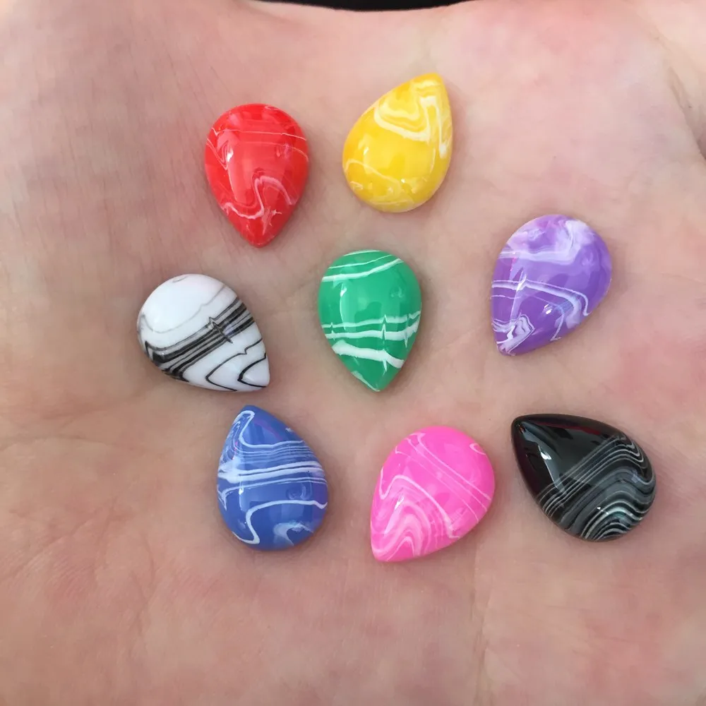 New 25pcs Resin 10*14mm Irregular texture teardrop half beads Flatback stone scrapbook DIY buttons ornaments | Украшения и