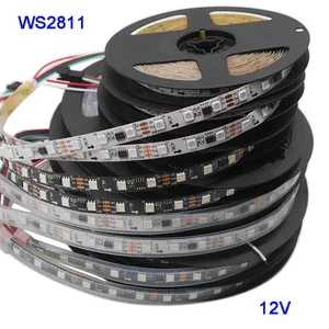 Пиксельная Светодиодная лента 5050 SMD WS2811, Пиксельная умная светодиодная лампа, 12 в пост. Тока, 3 м, 5 м, 304860 светодиодовм, Адресуемая WS2811IC, чернаябелая ПП