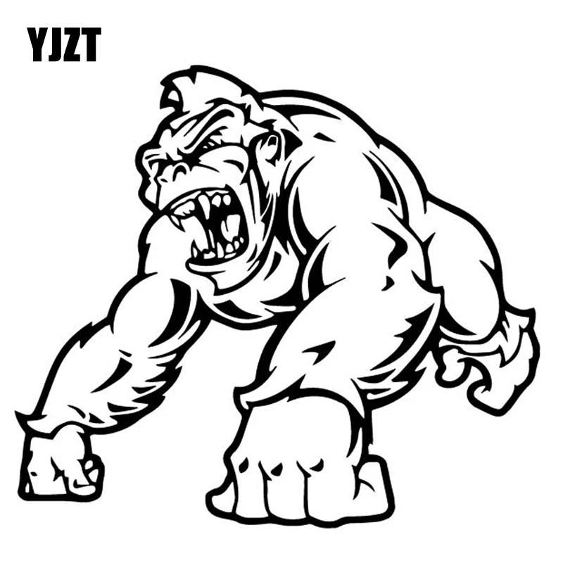 

YJZT 16.9CM*15CM Fierce Gorilla Creative Decoration Car Sticker Body Of Car Vinyl Decal Black/Silver C4-1849