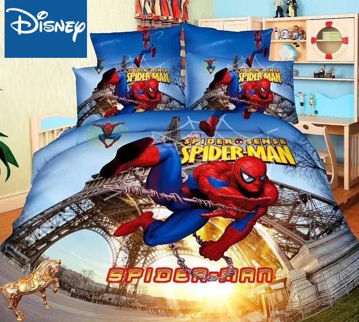 Disney Spider Man Single Size Bedding Set Quilt Covers Suitable for bed of 1M Bedroom Decor Twin Fitted Sheet 3Pcs new discount