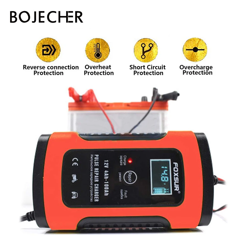 

12V 5A Motorcycle Car Automatic Intelligent Battery Charger EFB AGM GEL Pulse Repair Battery Charger with LCD Display
