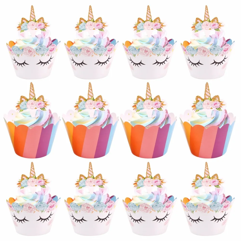 

HUIRAN Cupcake Wrapper Paper Gift Bag Popcorn Box Rainbow Unicorn Party Decor Unicorn Birthday Party DecorBaby Shower Supplies