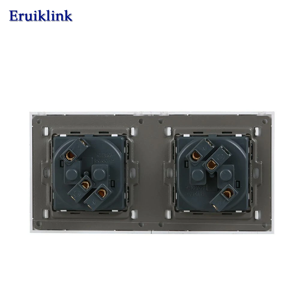 Eruiklink стандарт ЕС 2 банды розетки питания белый кристалл стеклянная панель AC110V ~