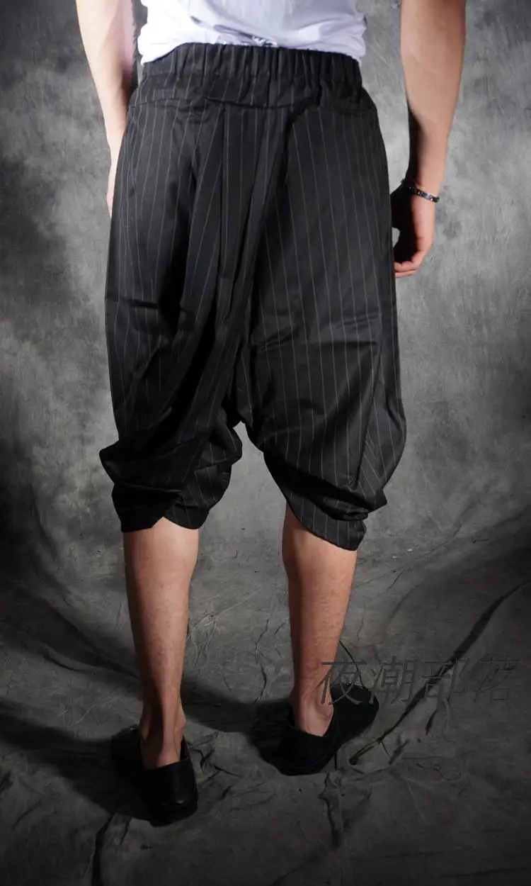 

Summer new personality stripe harlan cultivate one's morality leisure 5 minutes of pants