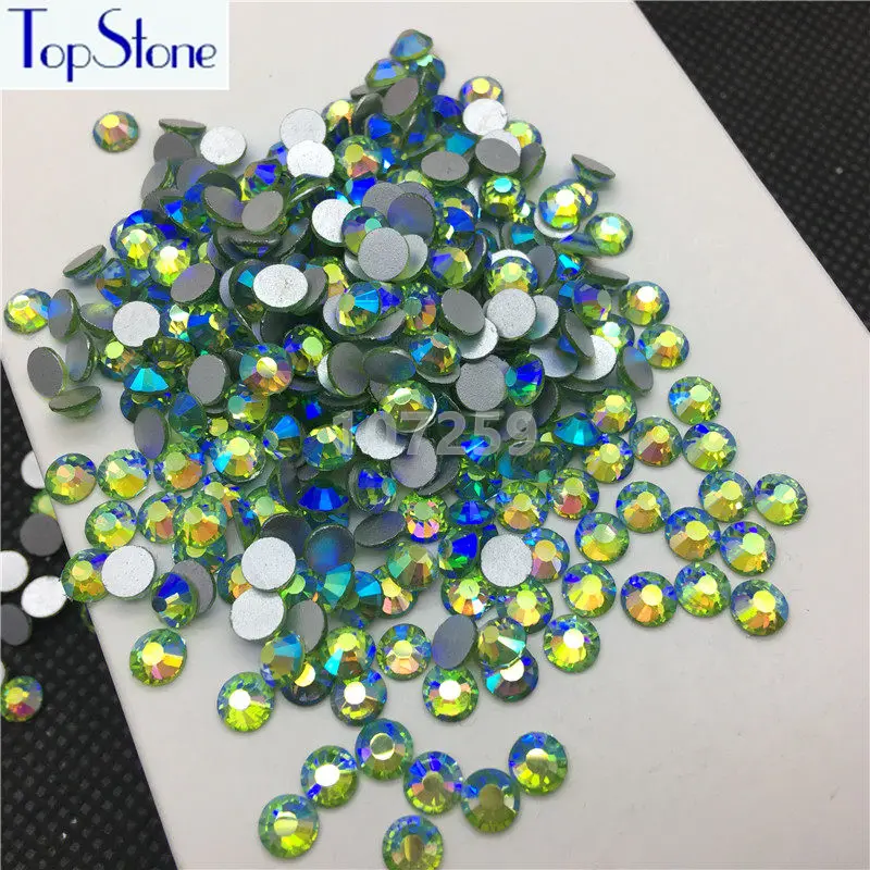 TopStone Peridot AB цветные ss3 ss30 круглые стеклянные хрустальные плоские стразы для