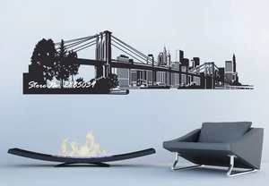 Виниловая наклейка с изображением Нью-Йорка, городской пейзаж, съемный задний фон для дивана, декор для спальни, офиса, качественная роспись LA262