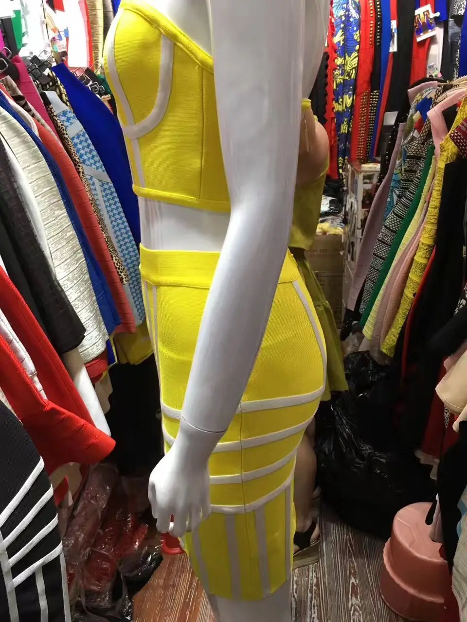 Высокое качество Черный Белый комплект из 2 предметов вискозное Бандажное платье