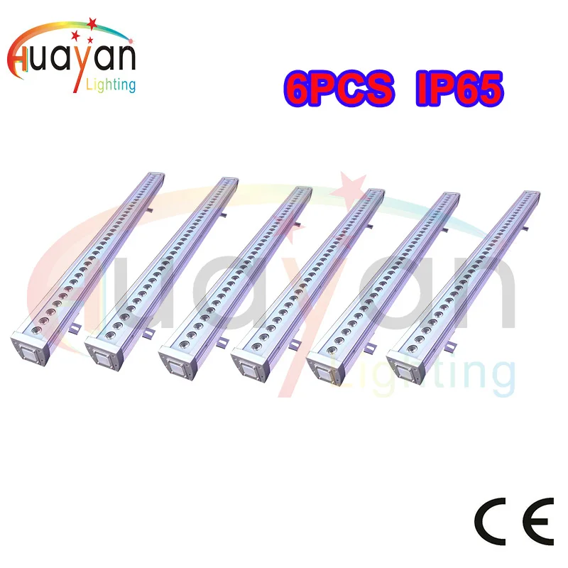 baratas 6 Unidades/pacote, 36*3 W RGB LED De Alta Potência De Luz Da Arruela Da Parede, 1000mm De Comprimento Linear, à Prova D' água De Lavagem De Iluminação DMX