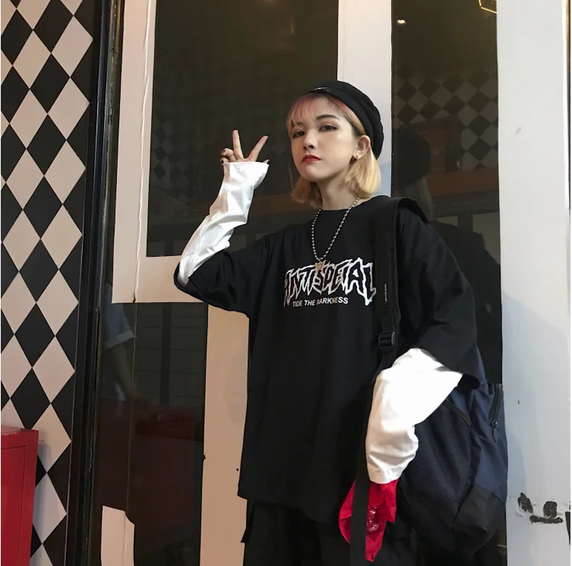 Весна и осень японский harajuku Повседневный корейский ulzzang модный поддельный