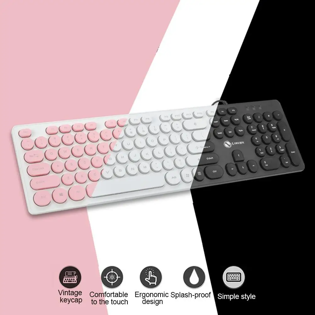Горячая Распродажа стиль ретро Панк клавиатура с круглым Keycap USB Проводная