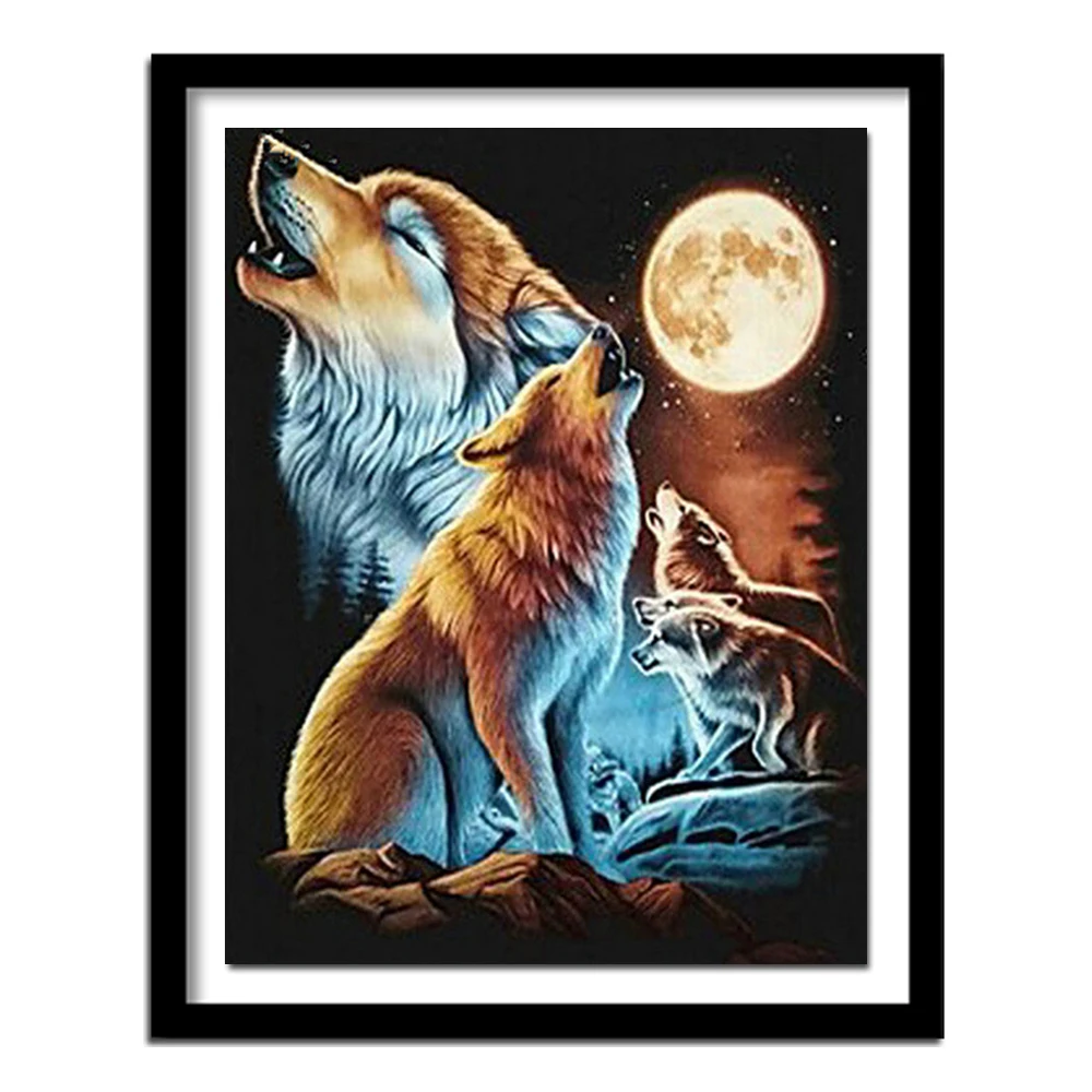 Moon Wolf DIY 5D алмазная картина волка наборы вышивки крестом Алмаз Полный алмаз для алмазной вышивки узоры настенные наклейки
