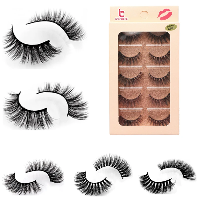 

ICYCHEER False Eyelashes 3D Reusable Mink Eyelashes Natural Soft Cross Thick Long Handmade Lashes Mink Fur Fake Eyelashes