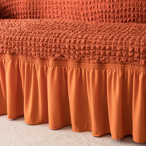 Эластичный чехол для дивана 3D плед чехол Универсальные чехлы для мебели с элегантной юбкой для гостиной кресло диван - Цвет: Orange