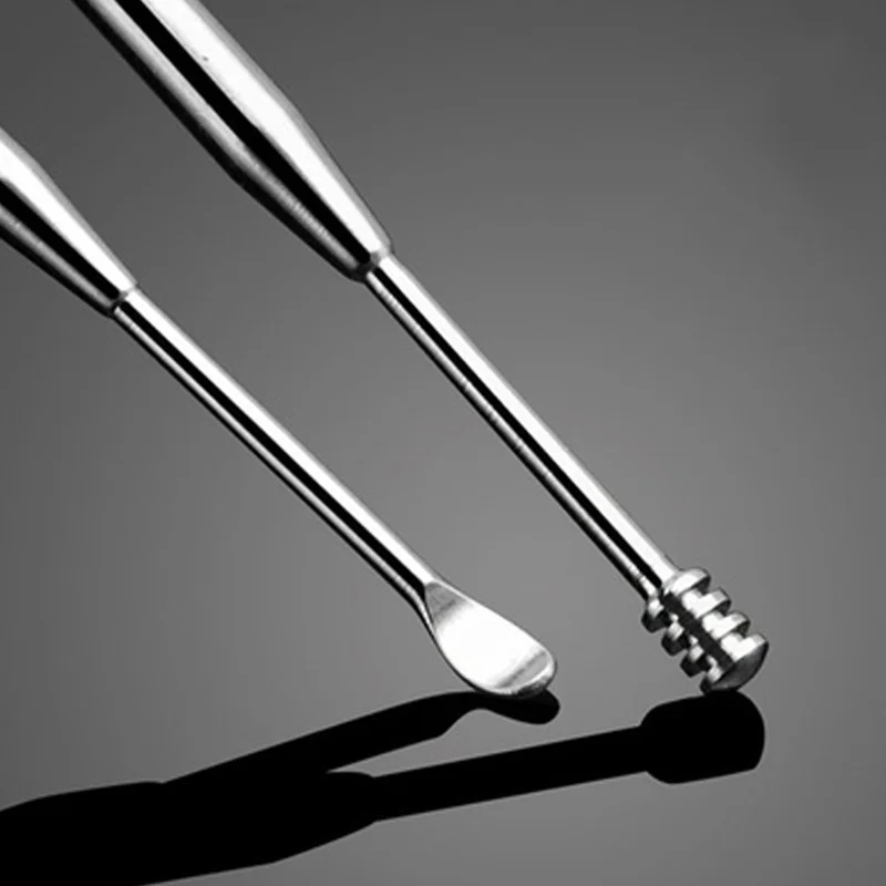 2 средства для очистки ушной Воск Удаление В1 сталь Curette ушные палочки из нержавеющей стали