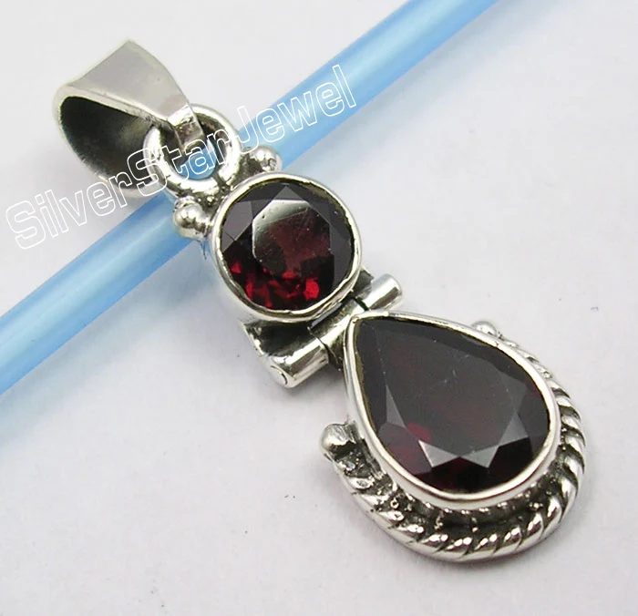 GARNET Muiltiply Choices Chanti International. Чистое серебро Классический крой голубой топаз искусство кулон 3 см полудрагоценные камни вариации - Окраска металла: GARNET