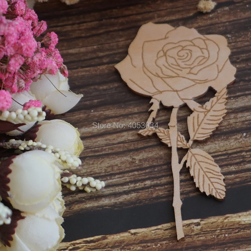Rose Flower And Stem Craft Shapes 3mm Plywood Flowers Plants Tree | Дом и сад