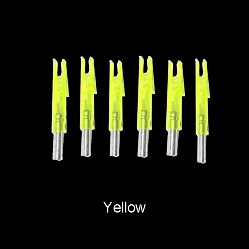 Yellow Новинка, высокое качество, 6 шт., для охоты, стрельбы, светящаяся подсветка, блочный лук, светодиодный, светящаяся стрела, задний хвост, подходит для 6,2 мм, стрела, вал#277514 - Цвет: Yellow