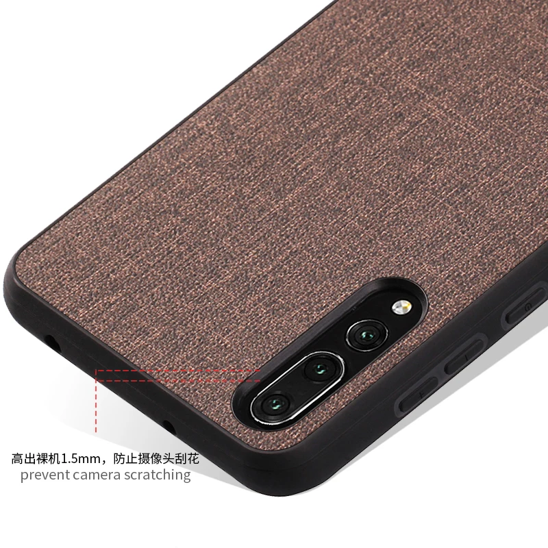SRHE For Huawei P20 Pro Case Cover Canvas Fabric and Leather Soft Silicone Full Back |