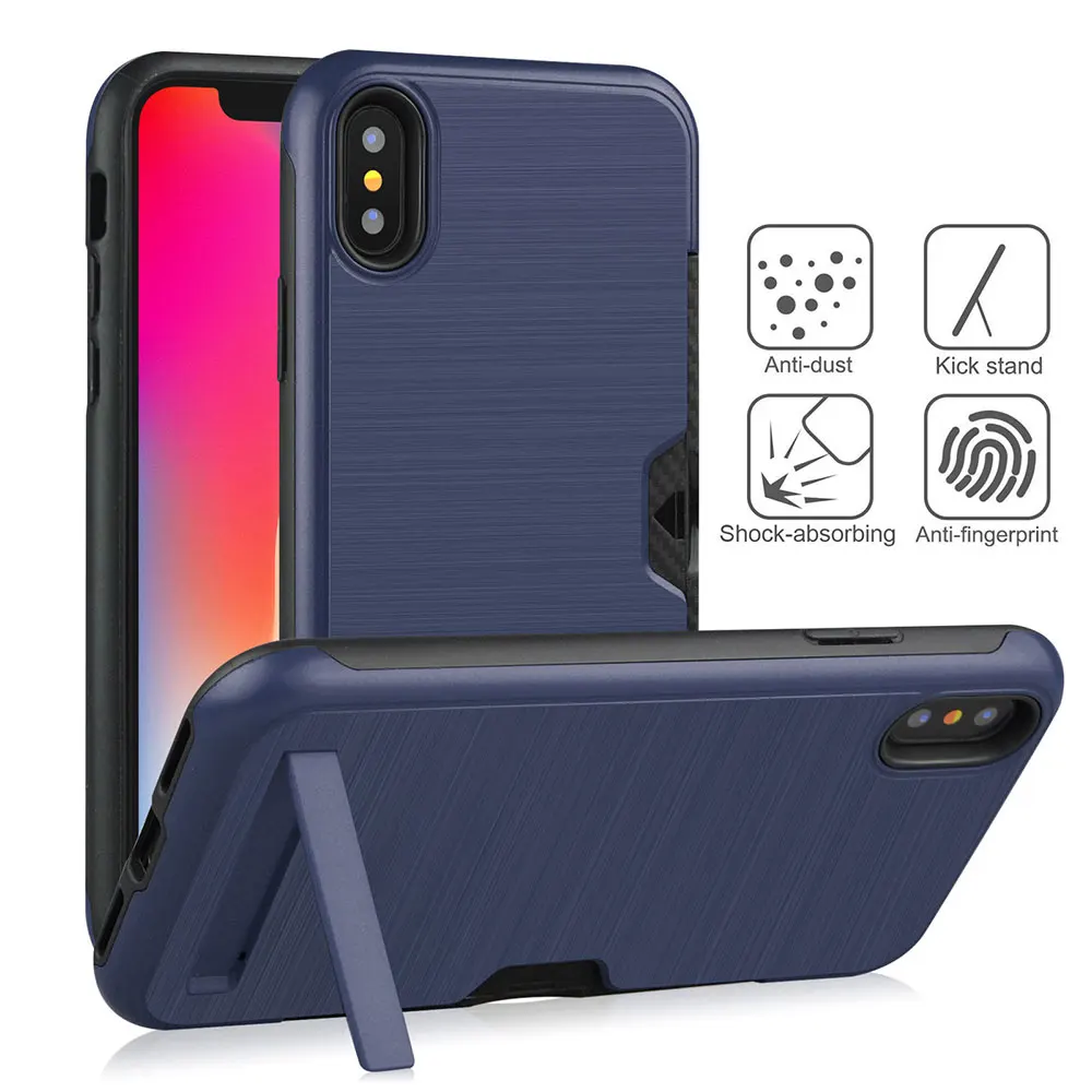 KISSCASE Гибридный держатель для карт Броня чехол iPhone X XR XS Max Жесткий ПК iphone 8 7 6 6S Plus