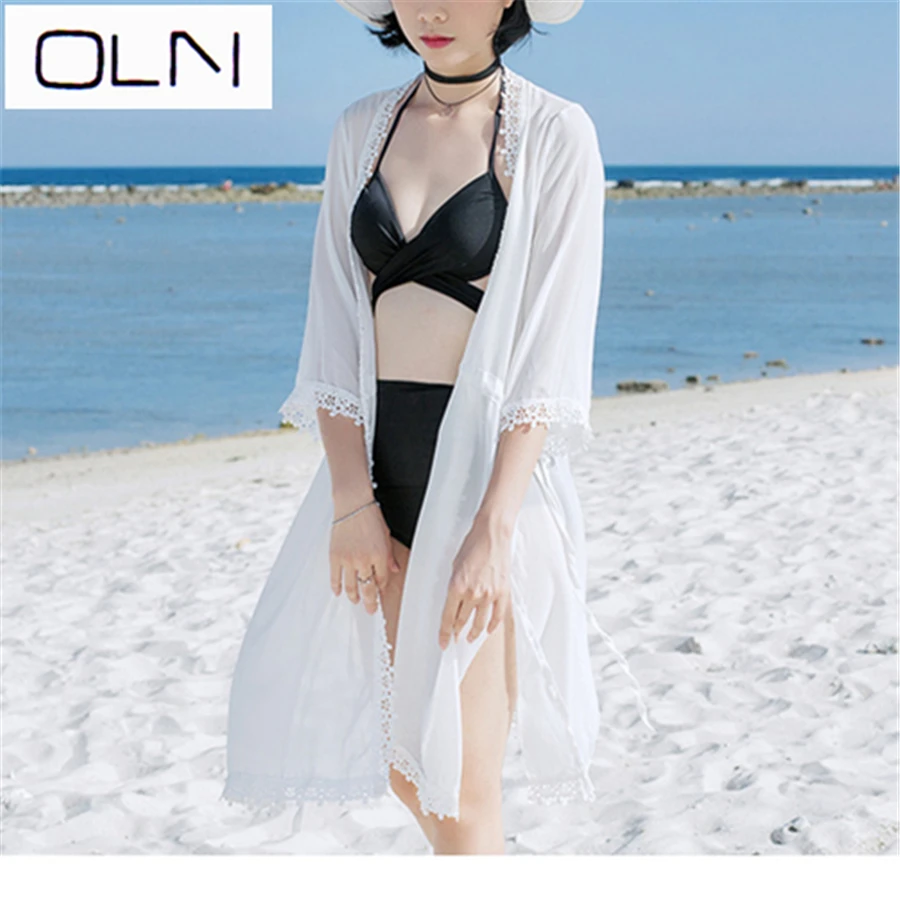 Vestidos корейское платье OLN новая пляжная туника больших размеров в богемном стиле
