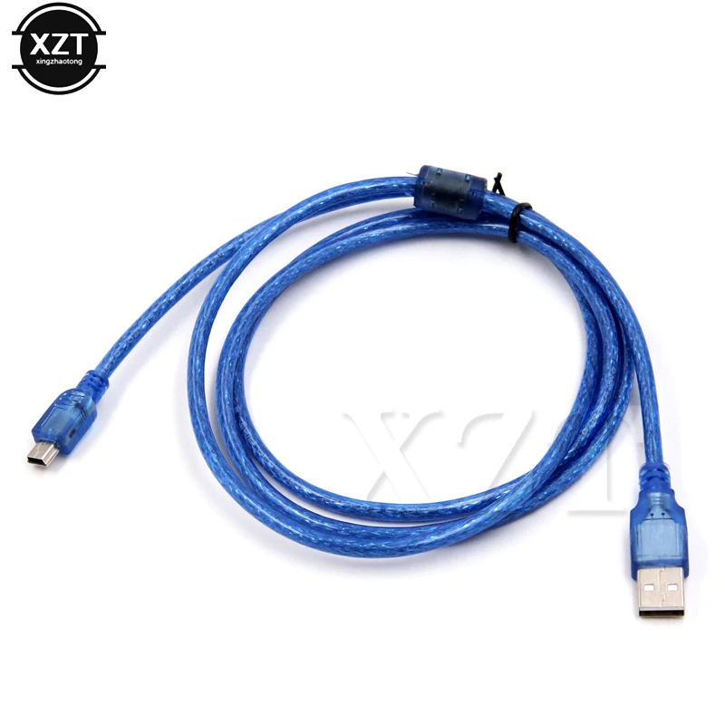 Кабель для передачи данных USB 2 0 типа А Папа-мини 5P плетеный из фольги синий