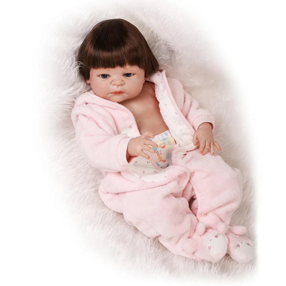

Кукла reborn, 55 см, силиконовая, гладкая, с синими глазами