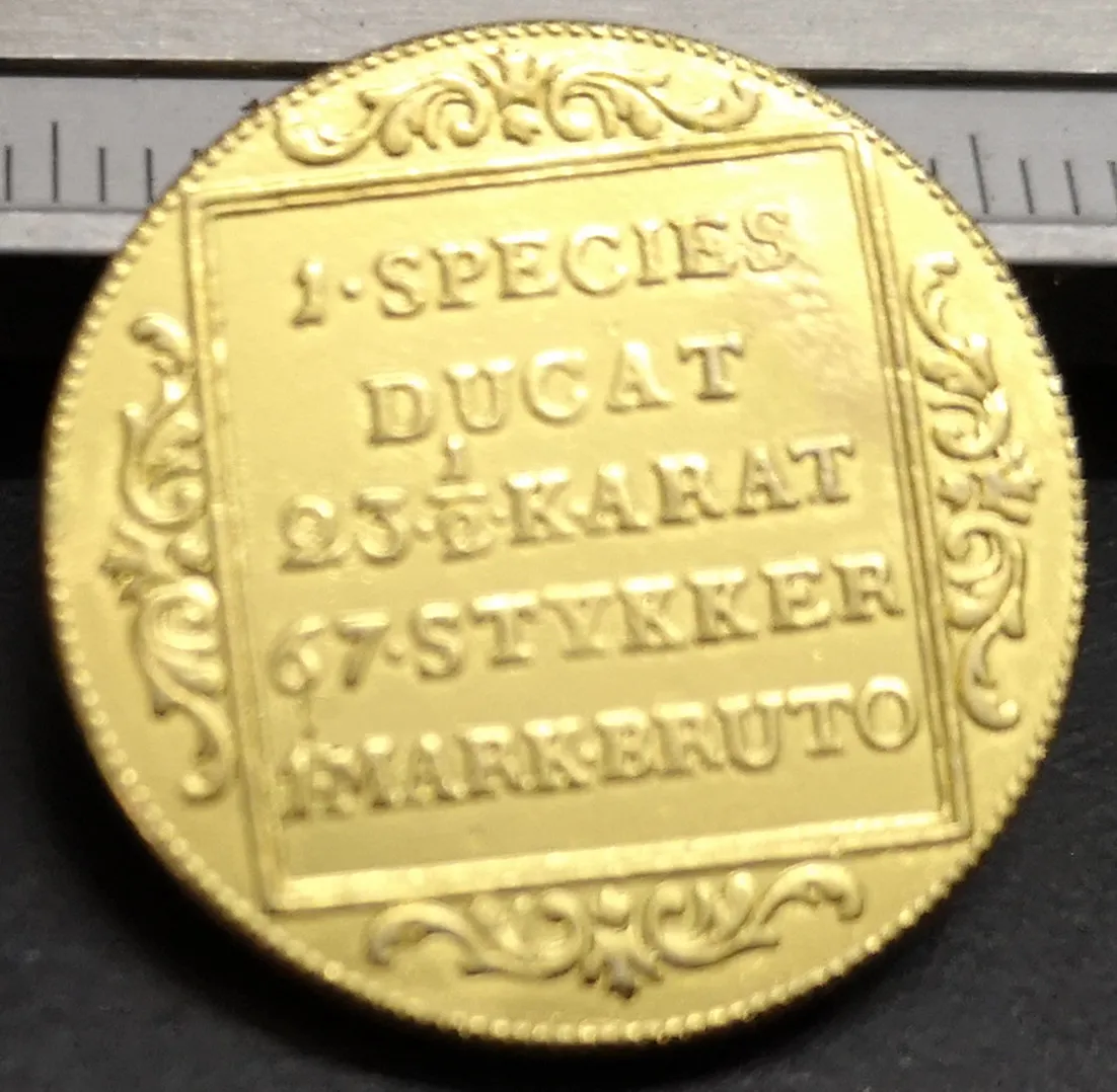 1791 ДАНИЯ 1 Dukat 22K позолоченная копия монеты (тип 2) | Дом и сад