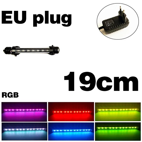 RGB 19CM Аквариумный светодиодный светильник, водонепроницаемый освещение для аквариума, подводный аквариумный светильник, аквариумные лампы, Декор, освещение 110 В/220 В, EU power - Цвет: RGB 19CM